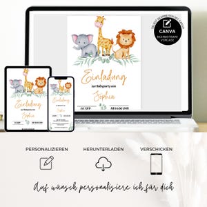 Modello personalizzabile per invito baby shower "Safari", modello elettronico per baby shower, modello WhatsApp per baby shower, BBS02 immagine 7