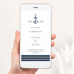 Modello Salva la data nautico nautico, Modello salva la data stampabile a strisce di ancoraggio nautico, Salva la data digitale, WhatsApp, SVD04