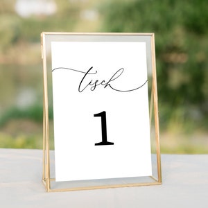 Table numbers wedding, wedding table numbers template to print, personalizable template, table numbers, German, HZ06