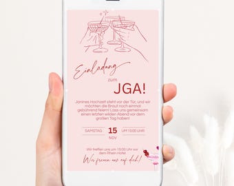 JGA invitation template, pink JGA invitation template, WhatsApp pink template, instant download, editable template for a summer party, JGA01