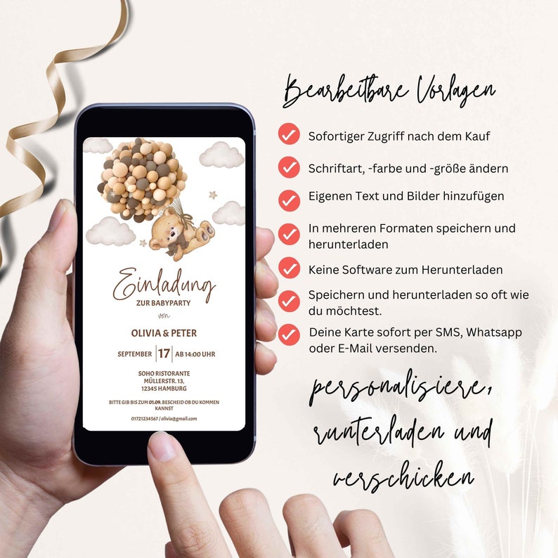 Baby Shower Invitation Template, Baby Shower Invitation Card, Ecard Template for WhatsApp, BBS07 image 4