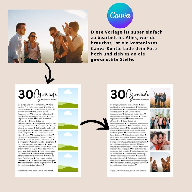 30 Reasons Why We Love You, Poster Template With Pictures, Printable ...