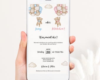 Invito digitale per la festa di rivelazione del sesso, invito digitale per la festa di rivelazione del sesso, invito per la festa di rivelazione del sesso, modello per dispositivi mobili, GR03