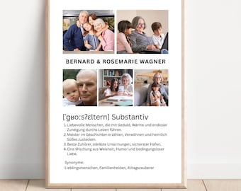 Grandparents Definition, Grandpa and Grandma Poster Template with Pictures, Printable Gift for Grandparents, Personalized Decoration