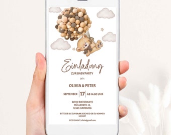 Modello di invito per baby shower, biglietto di invito per baby shower, modello di cartolina elettronica per WhatsApp, BBS07