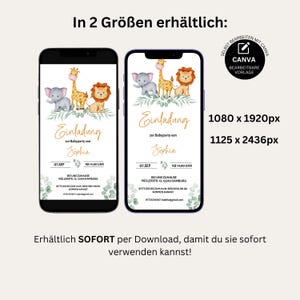 Modello personalizzabile per invito baby shower "Safari", modello elettronico per baby shower, modello WhatsApp per baby shower, BBS02 immagine 6