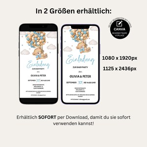 Baby Shower Invitation Template to Edit, Digital Invitation Baby Shower Boy Girl, Teddy Bear Baby Shower WhatsApp Template, BBS05 image 6