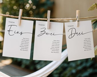 Minimalist table number template, wedding table decor, elegant place cards for the wedding seating plan, editable with Canva, TN12
