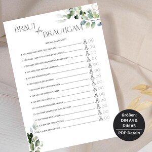 Braut oder Brautigam, JGA Spiel Vorlage, Eukalyptus Druckbar JGA Spiel, Sofort-Download, Junggesellinnenabschied, JGA02