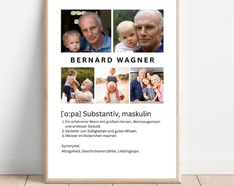 Grandpa Definition, Poster Template with Pictures, Printable Gift for Grandfather, Personalized Decoration