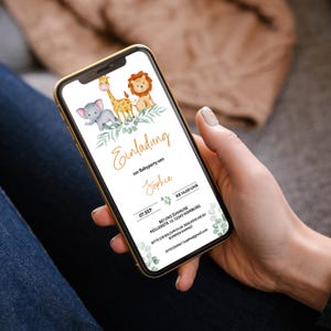 Modello personalizzabile per invito baby shower "Safari", modello elettronico per baby shower, modello WhatsApp per baby shower, BBS02 immagine 5