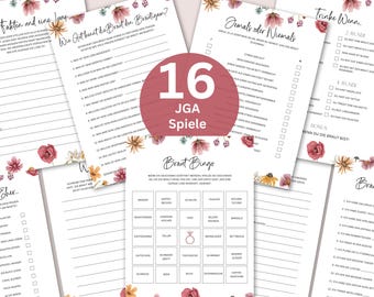 Flower JGA Game Set, Wildflowers Printable Funny JGA Games, Bridal Bingo, Ever or Never, Drink When, Find the Guest, JGA02