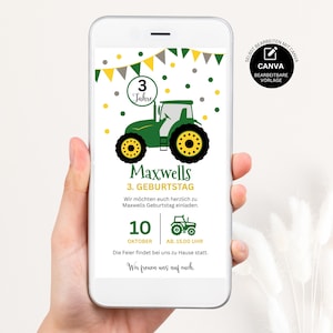 Invito compleanno bambini, invito nascita elettronico trattore, invito digitale, invito WhatsApp eCard, GBE22