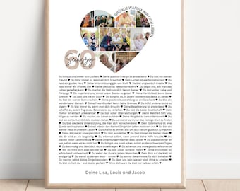 60 Gründe, warum wir dich lieben, Poster Vorlage mit Bildern, Druckbares Geschenk zum 60. Geburtstag bearbeitbar, personalisierte Dekoration