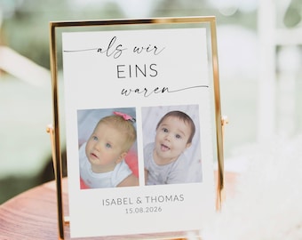 When We Were Old Photo Table Number Template, Printable Minimalist Wedding Table Decoration, Editable Childhood Photo Sign, HZ05