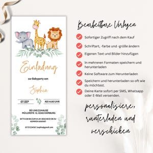 Modello personalizzabile per invito baby shower "Safari", modello elettronico per baby shower, modello WhatsApp per baby shower, BBS02 immagine 3