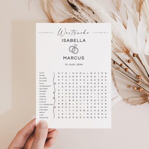 Editable Wedding Word Search Game, Minimalist Printable Wedding Game, Wedding Activity Canva Game Template | HS01