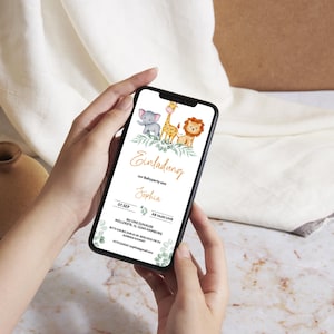 Modello personalizzabile per invito baby shower "Safari", modello elettronico per baby shower, modello WhatsApp per baby shower, BBS02 immagine 10