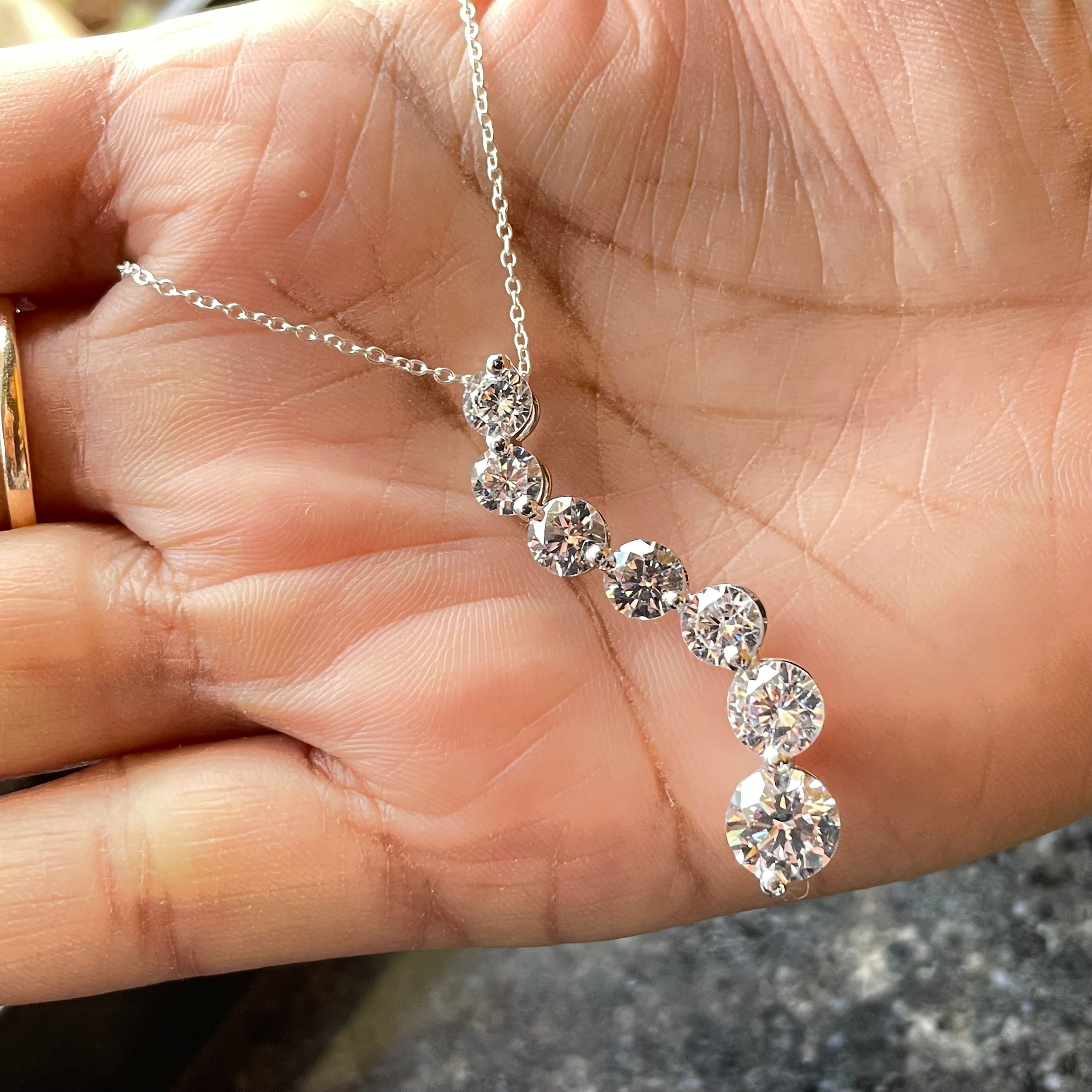 Diamond Journey Necklace, Journey Necklace, Diamond Journey Pendant,14k