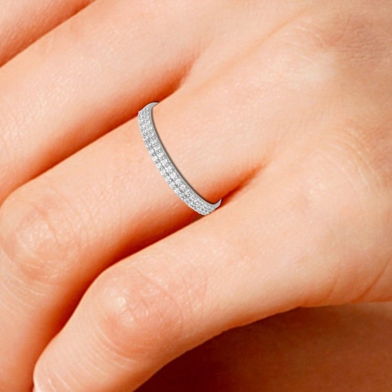 Double row diamond wedding band deals