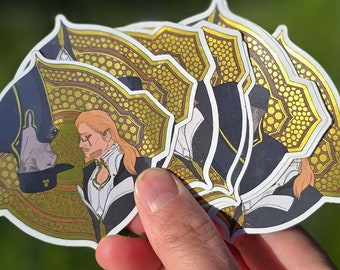 Warframe inspired Albrecht & Loid Gold Foil Sticker - 3 inches