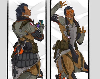 PREORDER: Warframe Inspired Amir Beckett Body Pillow Case, Single or Double Sided, Peachskin Material