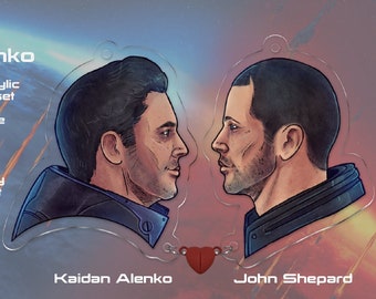 Love Interest Acrylic Keychain Charm Set Inspired by Mass Effect Shenko Kaidan Alenko Commander Shepard