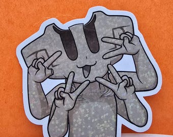 Warframe inspired Indifference Sticker, The Man In The Wall Glitter Sticker - 2.5'' vinyl