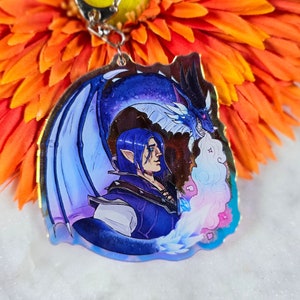 Warcraft Inspired Kalecgos Keychain Rainbow Mirror Effect Charm