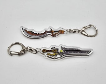 Warcraft Inspired Shalamayne or Wrathion's Sword Keychain. Acrylic Charm