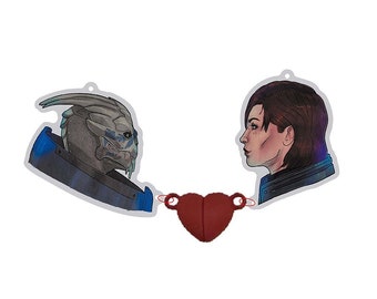 Garrus Vakarian Commander Jane Shepard Love Interest Acrylic Keychain Charm Set Inspired by Mass Effect shakarian