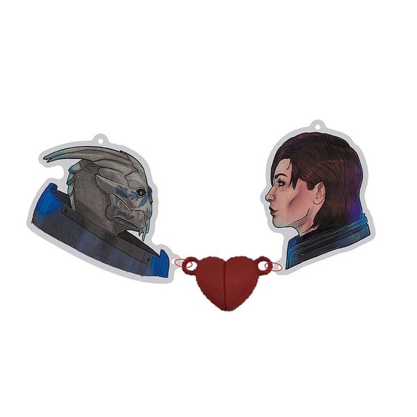 Garrus Vakarian Commander Jane Shepard Love Interest Acrylic Keychain Charm Set Inspired by Mass Effect shakarian