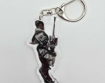 Warframe Inspired Quincy Isaacs Acrylic Charm, Carabiner Style Clip Hex Member Keychain