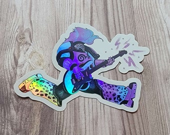 Sparkly musical space warrior sticker