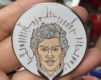 Inspired by Astarion - The Pale Elf Vampire 2 inch Hard Enamel Pin - Glow in the Dark and Screenprinted Details!