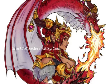 Warcraft Inspired Alexstrasza Sticker 3" Holographic Sticker of Dragon Aspects