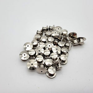 NANMOTUE 20pcs Locking Pin Back Locking Pin Keeper Clasp, Metal Pin Backing for Brooch Enamel Lapel Pin Lock, Metal