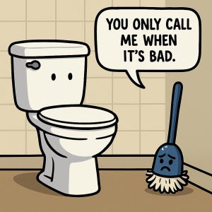 Funny Bathroom Wall Art | ‘You Only Call Me When It’s Bad’ Toilet Brush Cartoon | Humorous Printable Download for Bathroom Decor