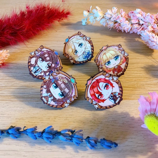 Otome Girls Wooden Pins | Piofiore, Code Realize, Even if Tempest, CollarxMalice & Bustafellows