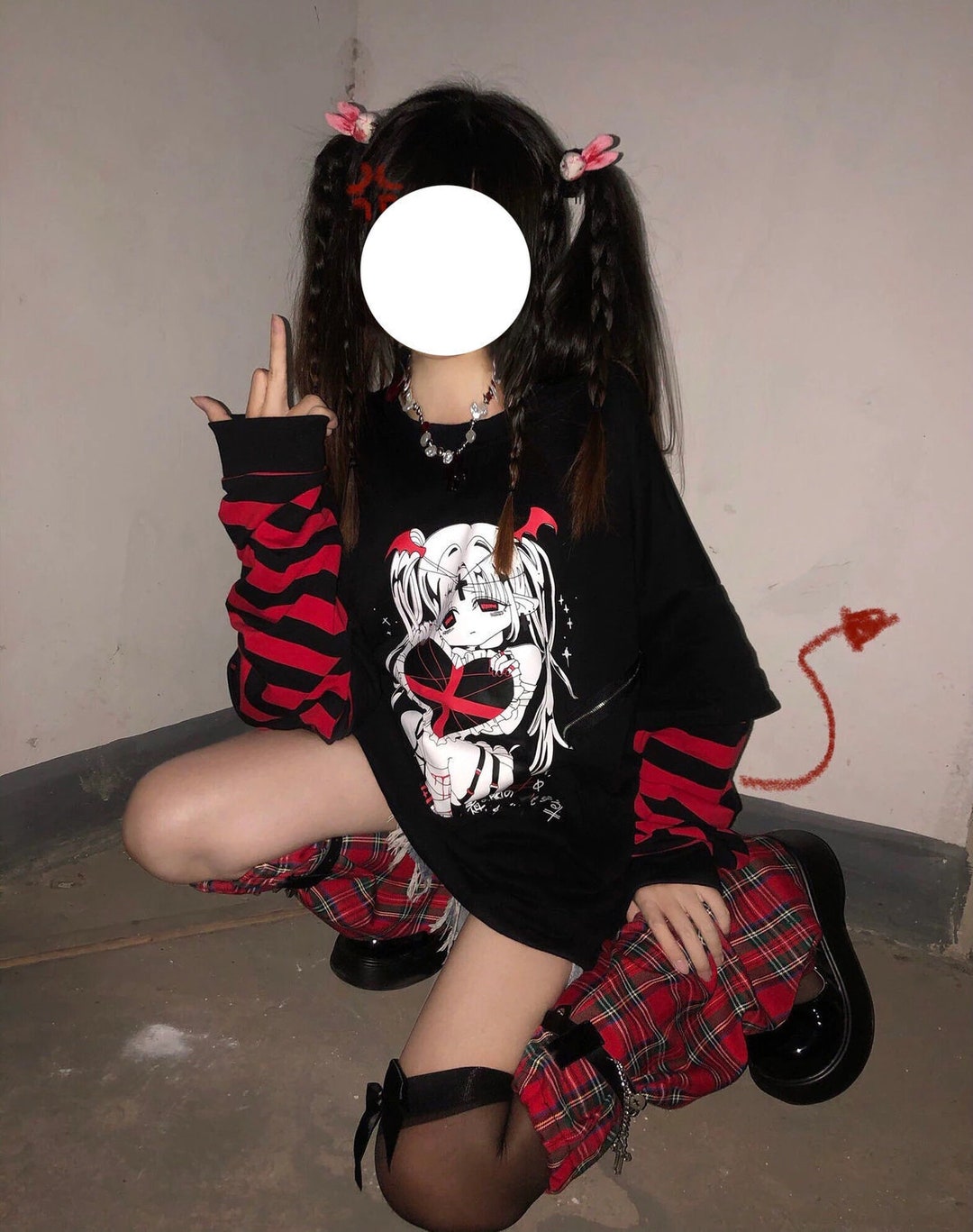 Emo Style Anime Sweatshirt Goth Clothing Emo Clothing Etsy