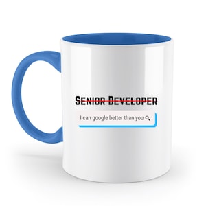Mug for Senior Developers and Seasoned Programmers - Two-tone mug for software developers who turn coffee into code! code