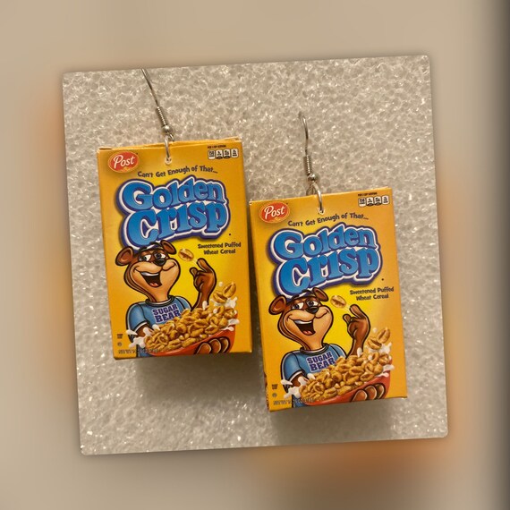 Mini Golden Crisps Cereal Box Earrings Etsy