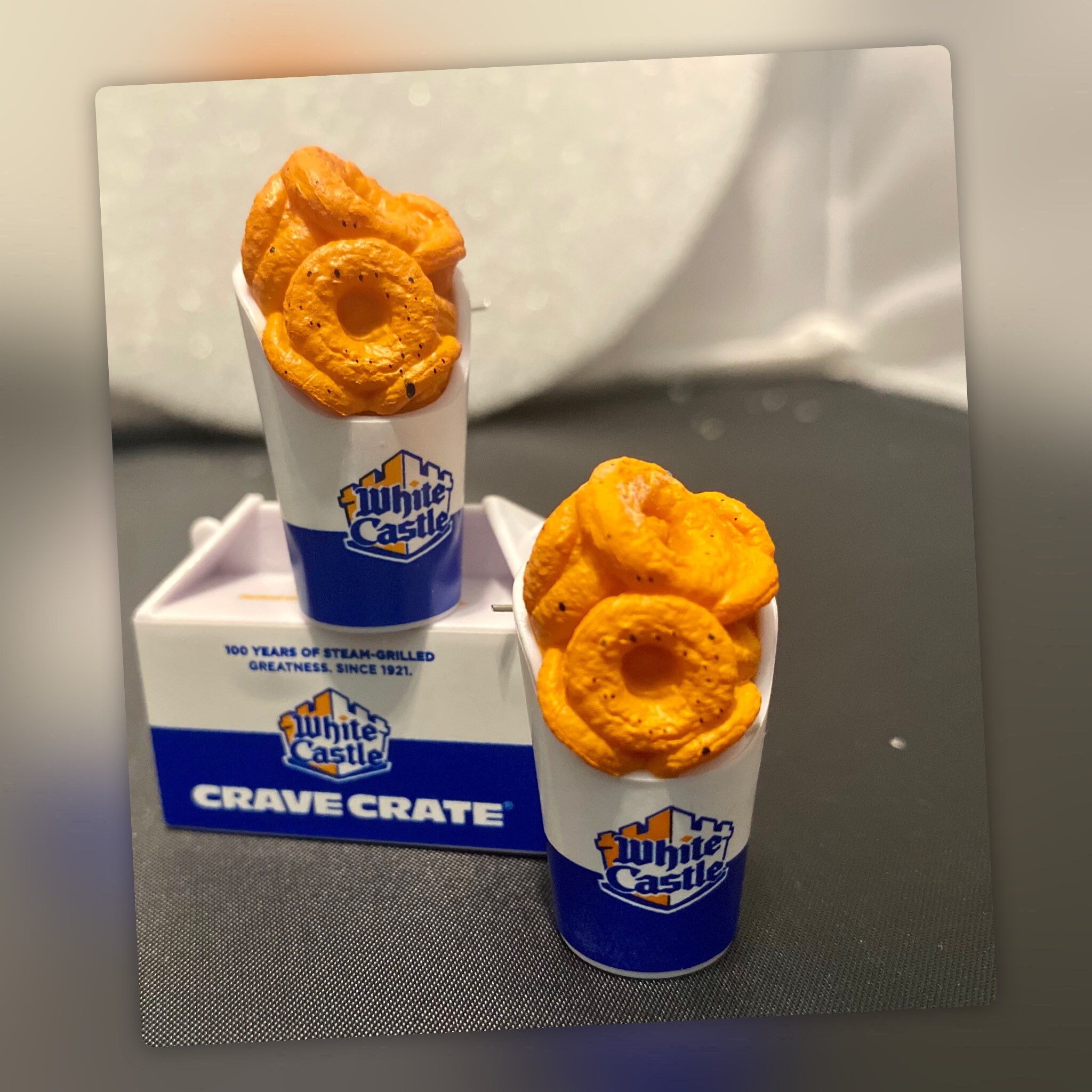 Mini Plastic White Castle Onion Ring Earrings 1.5 Length Etsy