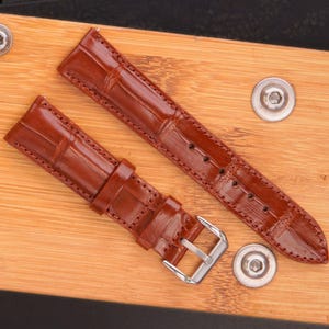 Light Brown Alligator watch strap band Tan / 100% handmade from alligator leather/24mm 22 mm, 20 mm, 18 mm,apple watch bands