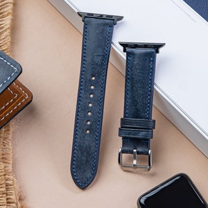 Leather Pueblo Apple Watch Band,Strap AW Blue 38mm 40mm 41mm 42mm 44mm 45mm 49mm Series ultra 9 8 7 6 5 4 3 Men Women FREE ENGRAVING