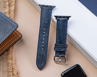 Leather Pueblo Apple Watch Band,Strap AW Blue 38mm 40mm 41mm 42mm 44mm 45mm 49mm Series ultra 9 8 7 6 5 4 3 Men Women FREE ENGRAVING