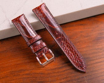 Ostrich Brown Leather Watch Strap: Apple Watch Band, Handmade
