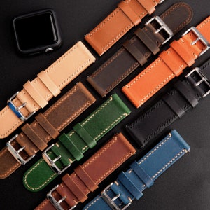 Walpier Buttero Veg Tan Leather handmade leather watch strap 24mm,22mm,20mm,18mm Italia Replacement Strap For Men&#39;s Watch and Women&#39;s Watch