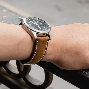 Handmade Leather Watch Straps, Leather Watch Bands Vintage Classic Minimalist 17mm 18mm 20mm 21mm 22mm 24mm From Cowhide,Apple Watch band