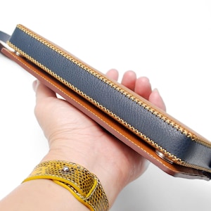 Carteira de couro feminina, bolsa clutch feita à mão, porta-cartão de crédito e telefone, carteira longa, presente de dia dos namorados para ela, para iPhone Promax